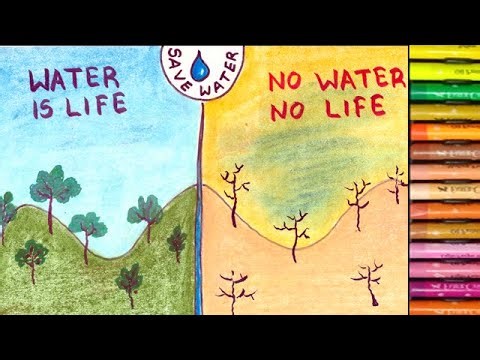 how to draw Save Water easy drawing | water is life poster drawing