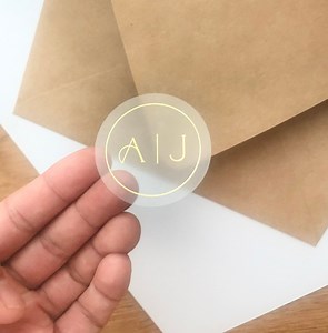 Gold Foil Stickers Foiled Wedding Favor Stickers Initials With Wedding Date Personalized Stickers Foiled Wedding Stickers - Etsy