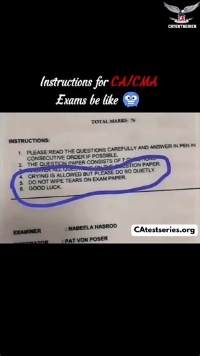 Instructions for CA/CMA Exam be Like... #catestseries #funny