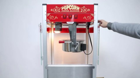 Commercial Popcorn Machine with Cart, Wheels & 20 Oz Kettle, Popcorn Maker Machine Vintage Style Movie Theater Popcorn Popper Machine for Parties, Events, Commercial, and Home Theater
