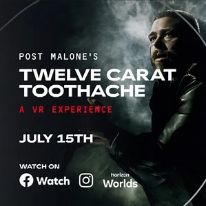 Post Malone is throwing a VR experience for Twelve Carat Toothache and it’s coming to Horizon Worlds and streaming on Facebook and all your friends are getting free front row seats. …now how do we get face tats on an avatar? 🤔 https://www.oculus.com/horizon-worlds | Meta Quest