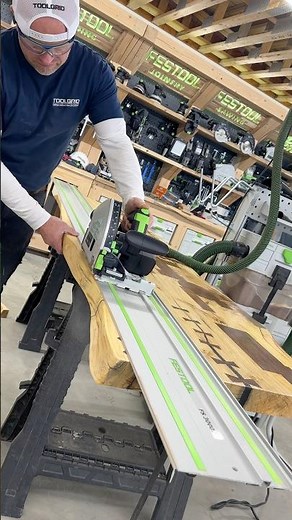 Using the ‪@festool-canada‬ KS 60 track saw to get a perfectly straight cut to fit against the wall