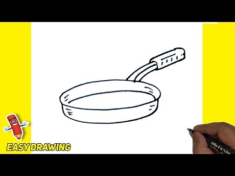 How To Draw A Frying pan Easy & Step By Step | Frying pan Line Drawings | A Frying pan Illustration