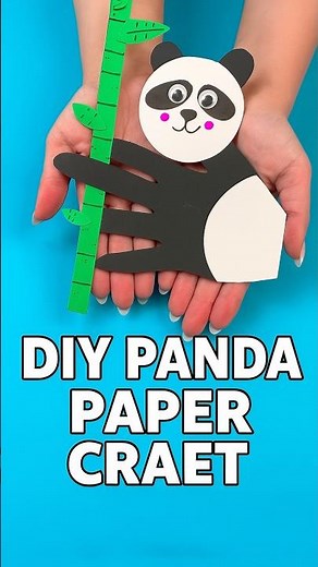 DIY Panda Paper Craft 🐼 | Easy Handprint Panda Craft for Kids #diy #craft #craftyfun #kids