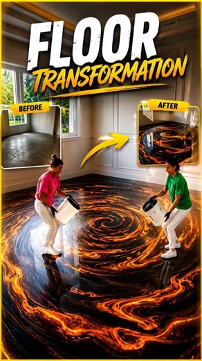 DIY Liquid Lava Floor! 🌋 #DIY #SHORTS #TRANSFORMATION #FYP #earning