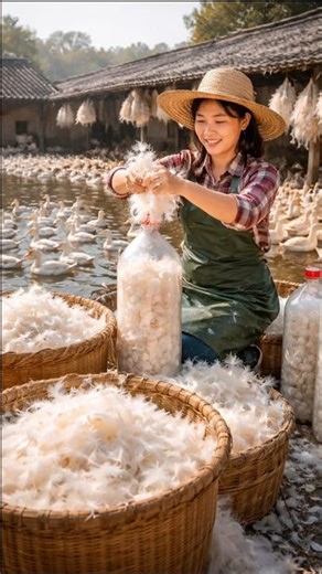 Precious quilt made of feathers 😲 #duck #wing