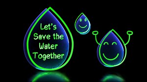 Download Glowing looping icon water saving symbol neon effect, black background for free