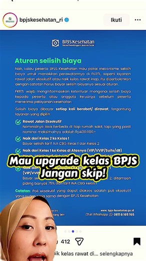Temen-temen yang ingin upgrade kelas bpjs buat lahiran bisa simak video ini Ada contoh perhitungan bayar selisihnya Buat yang bpjs kelas 3 gak bisa upgrade kelas yaa Sumber : bpjskesehatan Semoga membantu ya Jangan lupa di save biar gak lupa #bpjs #bpjskesehatan #persalinan #lahiran