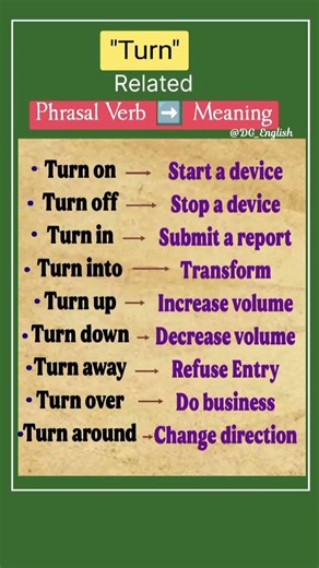 "Turn" Related Phrasal Verbs 👩🏻‍🏫 Speak Fluent English 🤗 #goviral