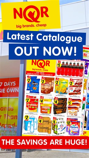 It’s here! NQR's New Catalogue is OUT NOW & the SAVINGS are MASSIVE! 🚨 Shop now & save a FORTUNE on the BIGGEST BRANDS! On sale now! Hurry, Limited time only! Offers valid while stocks last! Sale Starts 01.10.25 Sale Ends 14.10.25 Find a Store: https://nqr.com.au/pages/find-a-store #cheapgroceries #weeklyspecials #discountedgroceries #supermarketdeals #catalogue | NQR Discount Variety Warehouse