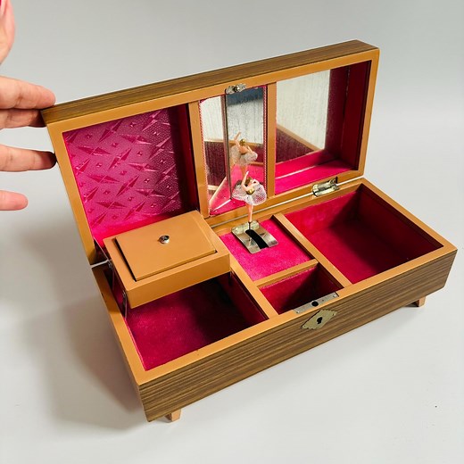XL Vintage Ballerina Music Box: 'la Vie En Rose', Pink Velvet Interior - Etsy