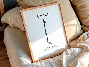 Chile Karte druckbare Wandkunst | Santiago Poster Digitaler Download | Minimalistische Marmor Karte | Reisegeschenk druckbar - Etsy.de