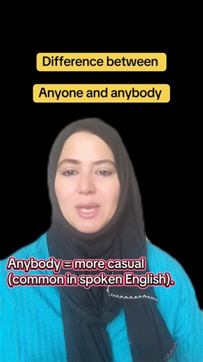 30K views · 716 reactions | Difference between anyone and anybody #English #learning #englishlearningtips #englishgrammar #learnenglish #EnglishForEveryone #englishvocabulary #englishlearning #EnglishForLife #englishforchildren #englishlearningtips | Sadia English | Facebook