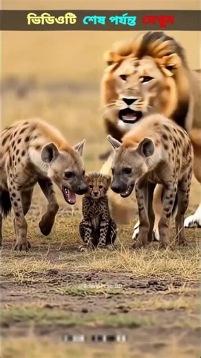 Hyenas surround a liger cub! 🦁