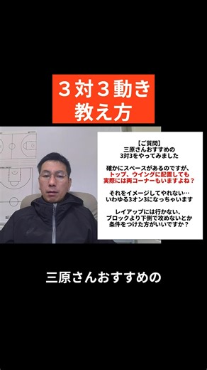 三原学 on Instagram: "３対３は５対５の縮図です。特定の動きだけじゃなく、縦横いろんな動きが自然に出るようにポイントを教えていきましょう"