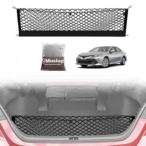 Muslogy Truck Bed Cargo Net Trunk Netting Compatible with 2018-2025 2026 Toyota Camry Accessories, Pickup Cargo Organize