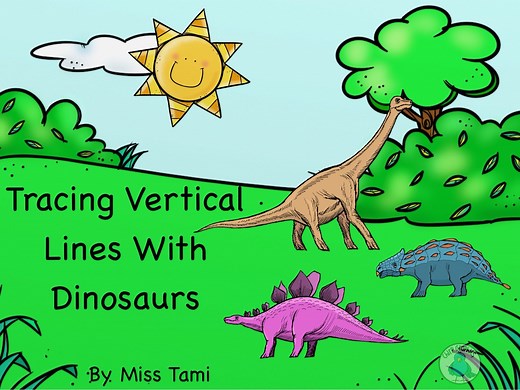 Tracing Vertical Lines With Dinosaurs