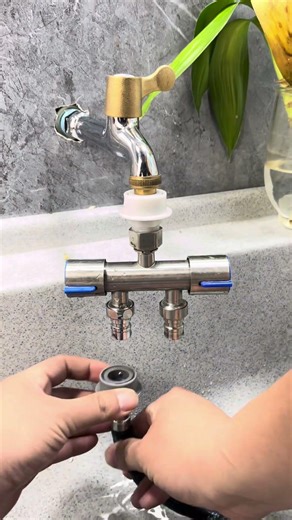 Household stainless steel one-in-two-out dual-control angle valve faucet three way diverter