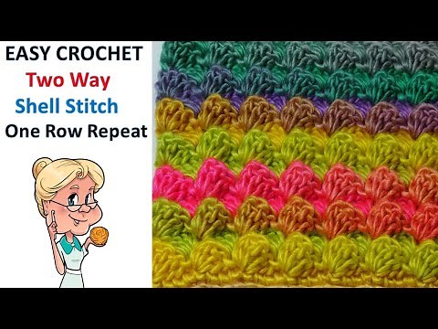 EASY CROCHET "Two Way Shell Stitch" - One Row Repeat - Crochet Stitch of the Week