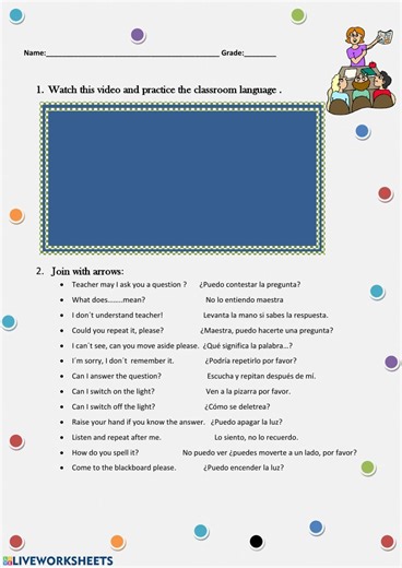 Classroom language English as a Second Language (ESL) worksheet