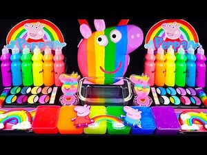 Peppa Pig Rainbow Slime Mixing Random Cute, shiny things into slime #ASMR #Satisfying #slimevideos
