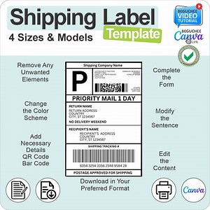 Editable Shipping Label Template: Custom Mail Design (digital Download) - Etsy