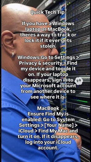 Track your Windows laptop or MacBook if it’s lost or stolen. #techtips #microsoft #apple #stolen