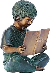 Design Toscano Book Boy Bronze Garden Statue