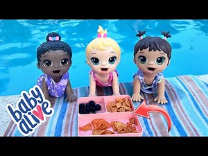 BABY ALIVE Triplets dolls Swimming in the pool 💦