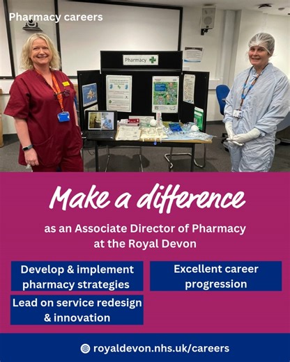 🚨Join our Pharmacy leadership team🚨 🏥This role offers a unique platform for a pharmacy leader ready to step into a wider strategic position while retaining a close connection to day-to-day clinical services. 💫As Associate Director of Pharmacy, you will help shape how medicines optimisation, governance and service development evolve across North Devon, while being supported by an experienced leadership team. 🎯With the scope to innovate and the autonomy to drive change, this role provides bot