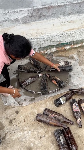 Beer bottles + Cement = Table #shorts #crafts #idea #viral
