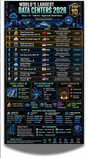 Top 10 Hyperscale Data Centers That Power the Internet #ranking #tech #ai #datacenters