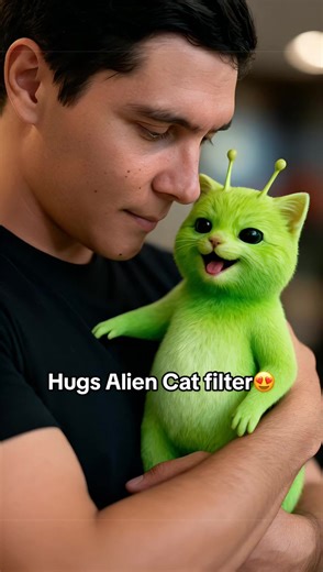 New filter - Hugs Alien Cat 🐱 #hug #aliencat #aliencatmeme #filters #effecthouse