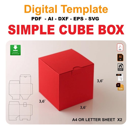 Cube Gift Box Template: SVG, DXF, PDF Files - Etsy