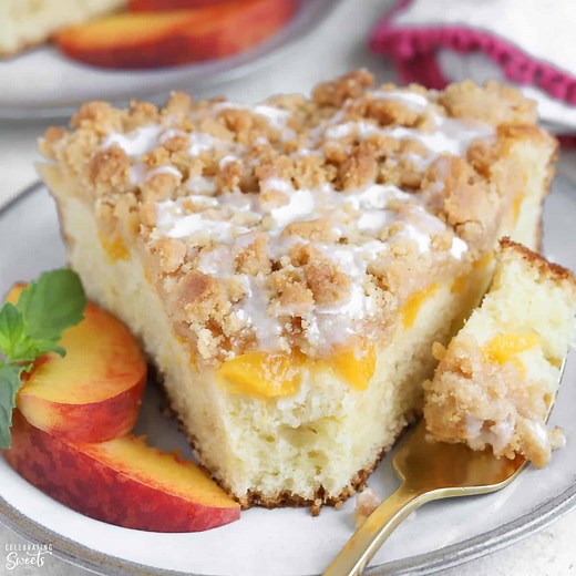 Peach Cake with Crumb Topping - Celebrating Sweets