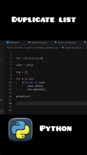 duplicate list in python interview question 💯👍✅💫