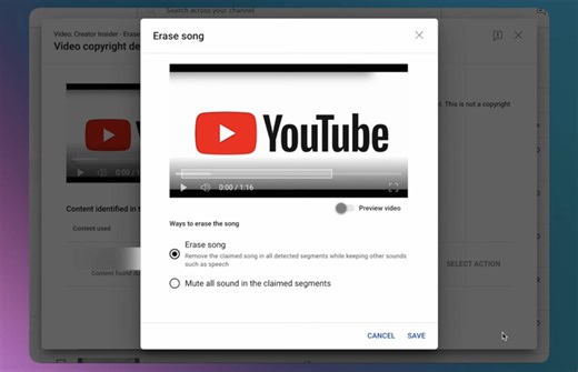 YouTube upgrades its 'erase song' tool to remove copyrighted music only
