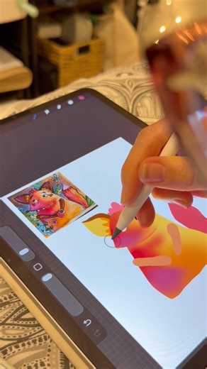 Sketch Fox to a digital procreate version