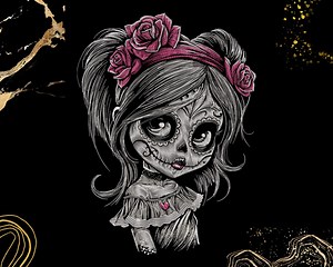 Sugar Skull Girl Embroidery Design | Gothic Cute Halloween Art | for Clothing & Decor | Digital Machine Embroidery File | Exp, Dst, Pes Pec - Etsy Canada