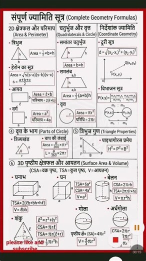 Complete Geometry formulas ! #new #foryou #formula #exam #maths #mathstricks