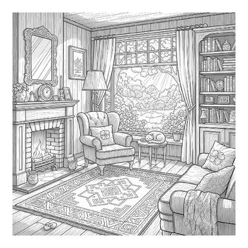 38 House Detailed Interior Coloring Pages | Cozy Home Room Designs