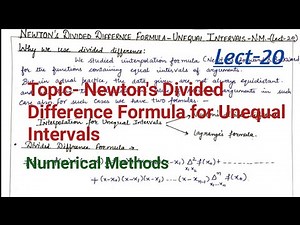 Newton's Divided Difference Formula- N.M (Lect-20)