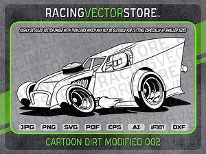 Cartoon Dirt Modified Race Car Highly Detailed Vector Clip Art Image in .svg .ai .pdf .eps .png .jpg .dxf .affinity - Etsy