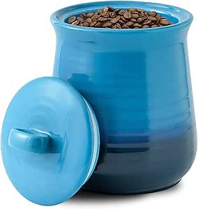 Hasense Ceramic Kitchen Canister with Airtight Seal Lid, Food Storage Jar for the Kitchen, 88 FL OZ Large Food Containers for Countertop, Perfect for Coffee Bean, Sugar, Flour and More, Gradient Blue