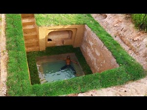Dig to Build the Most Awesome Underground House and Swimming Pool | Primitive Building Skills 🌿💦