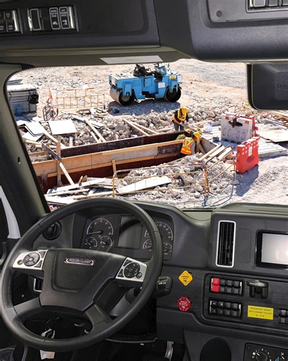 You know what it takes to keep moving, rain or shine, city or site. The 114SD Plus brings comfort and advanced features to every shift, helping your teams stay focused, efficient, and ready to work. | Freightliner Trucks