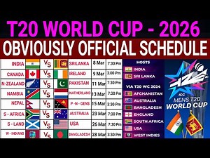 ICC T20 World Cup 2026 Obviously Official Schedule: T20 World Cup 2026 Schedule,Date, Times & Venues