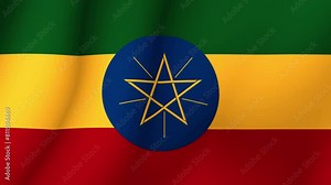 The flag of Ethiopia. The developing national flag of Ethiopia in 3d format. 1080p HD animation for presentation