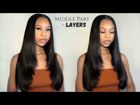 HOW TO: Middle Part Quick Weave W/ feathered Face Framing Layers ft. ISEE Hair