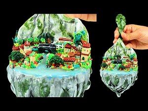 How to Build Realistic Village on Mountain Cliff - Polymer Clay/Resin Art